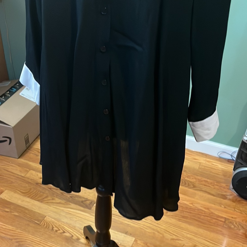 Asos Button Front Collared Black And White Dress … - image 3